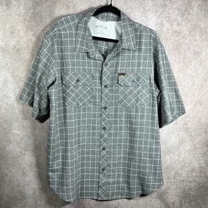 Orvis Shirt Mens Size 2XL Gray Checkered Short Sleeve Button Up‎ Outdoor Casual